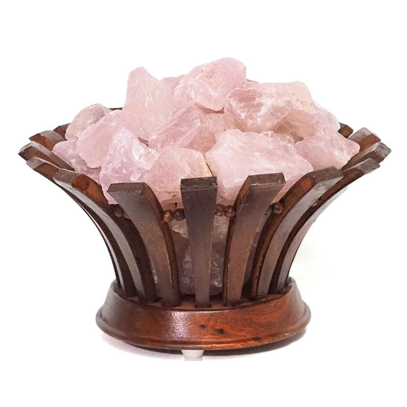 Madagascar Rose Quartz Rough Lotus Lamp 3 Madagascar Rose Quartz Rough Lotus Lamp | Himalayan Salt Factory