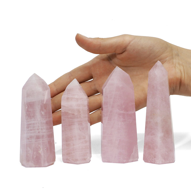 0.64kg Rose Quartz Obelisk Set of 4 DK67 4 0.64kg Rose Quartz Obelisk Set of 4 DK67 | Himalayan Salt Factory