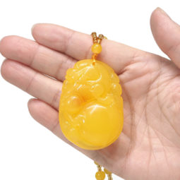 Reconstituted Yellow Amber Dragon Pendant with Amber Beads Necklace 6 Reconstituted Yellow Amber Dragon Pendant with Amber Beads Necklace | Himalayan Salt Factory