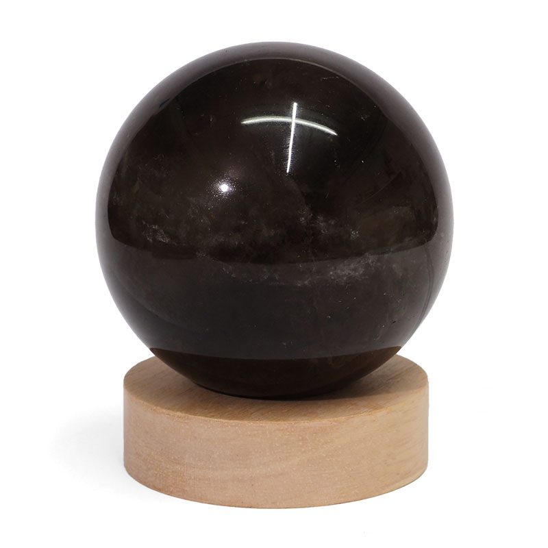 0.74kg Smoky Quartz Polished Sphere with LED Light Small Display Base DK63 3 0.74kg Smoky Quartz Polished Sphere with LED Light Small Display Base DK63 | Himalayan Salt Factory