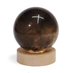 0.74kg Smoky Quartz Polished Sphere with LED Light Small Display Base DK63 19 0.74kg Smoky Quartz Polished Sphere with LED Light Small Display Base DK63 | Himalayan Salt Factory
