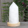 White Calcite Point with LED Light Large Display Base DS1557 | Himalayan Salt Factory