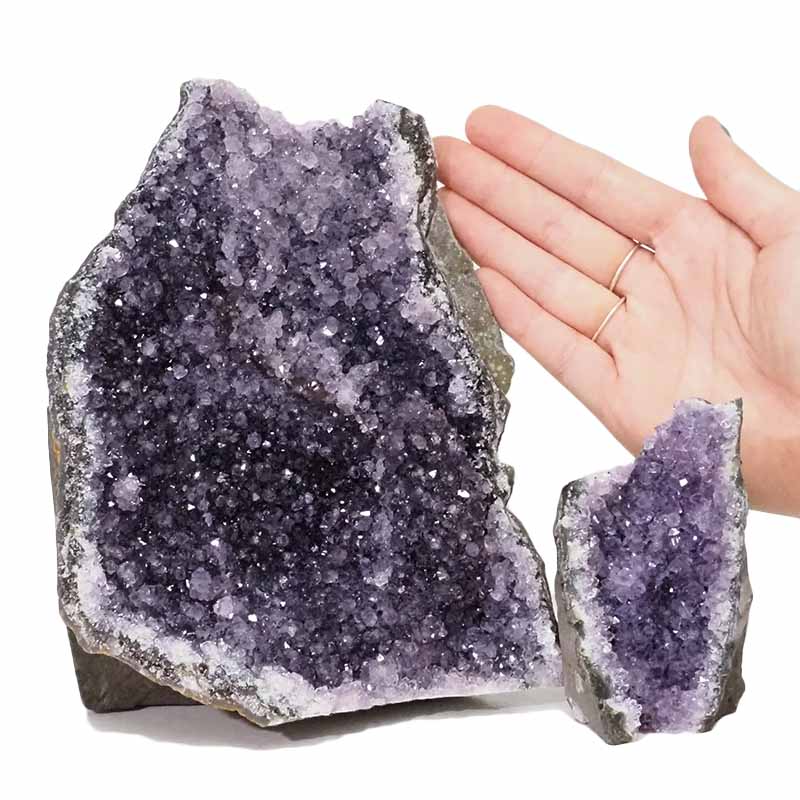 2.23kg Amethyst Crystal Geode Specimen Set 2 Pieces DN1132 4 Amethyst Crystal Geode Specimen Set 2 Pieces DN1132 | Himalayan Salt Factory