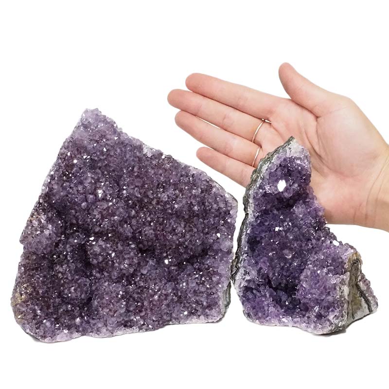 2.03kg Amethyst Crystal Geode Specimen Set 2 Pieces DN1166 4 Amethyst Crystal Geode Specimen Set 2 Pieces DN1166 | Himalayan Salt Factory