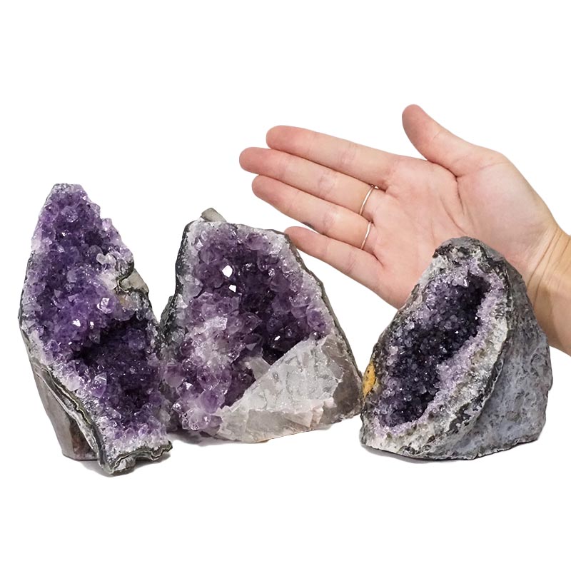 2.02kg Amethyst Crystal Geode Specimen Set 3 Pieces DN1169 4 Amethyst Crystal Geode Specimen Set 2 Pieces DN1169 | Himalayan Salt Factory