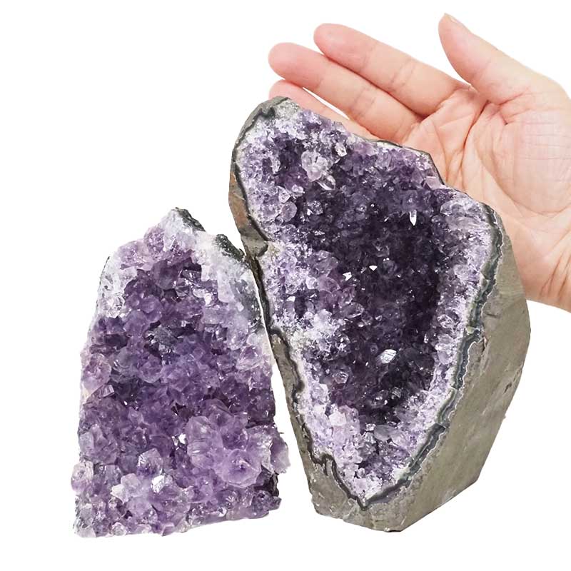 2.09kg Amethyst Crystal Geode Specimen Set 2 Pieces DS1582 4 Amethyst Crystal Geode Specimen Set 2 Pieces DS1582 | Himalayan Salt Factory