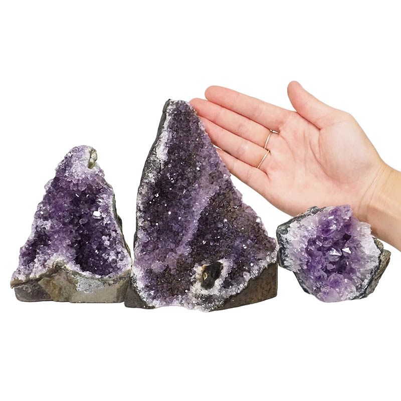 2.14kg Amethyst Crystal Geode Specimen Set 3 Pieces DN1137 4 Amethyst Crystal Geode Specimen Set 3 Pieces DN1137 | Himalayan Salt Factory