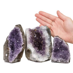 Amethyst Crystal Geode Specimen Set 3 Pieces DN1138 | Himalayan Salt Factory