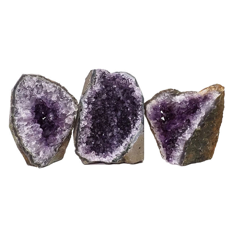 2.08kg Amethyst Crystal Geode Specimen Set 3 Pieces DN1140 3 Amethyst Crystal Geode Specimen Set 3 Pieces DN1140 | Himalayan Salt Factory