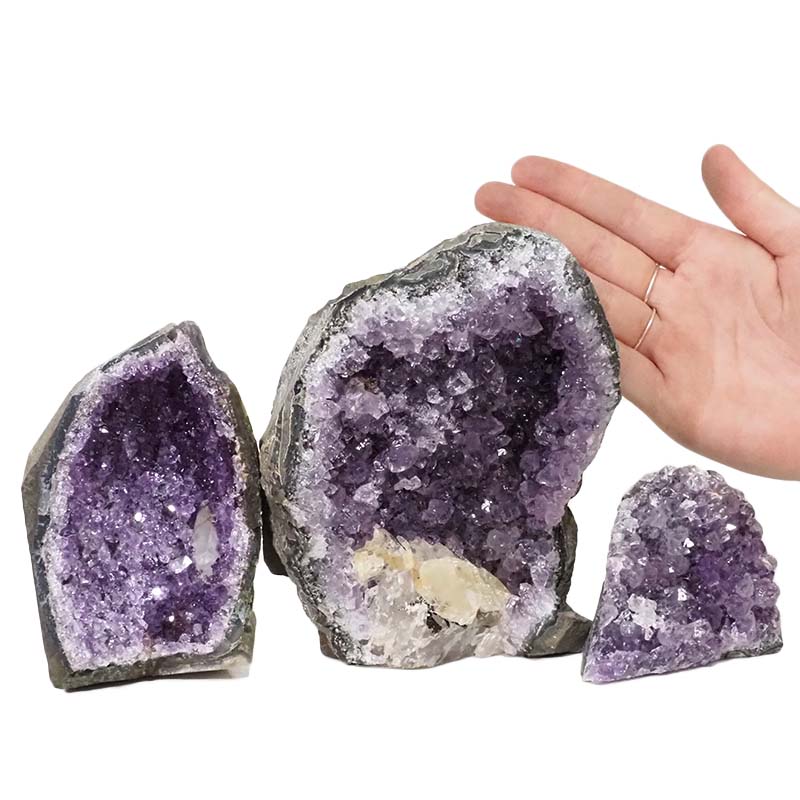2.22kg Amethyst Crystal Geode Specimen Set 3 Pieces DN1141 4 Amethyst Crystal Geode Specimen Set 3 Pieces DN1141 | Himalayan Salt Factory