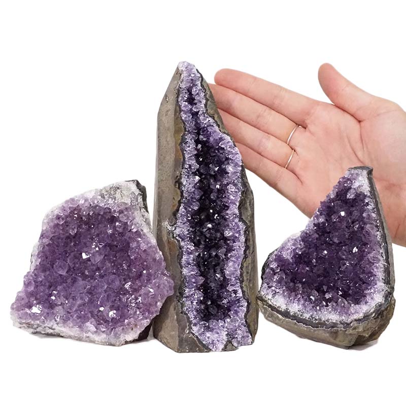 2.24kg Amethyst Crystal Geode Specimen Set 3 Pieces DN1148 4 Amethyst Crystal Geode Specimen Set 3 Pieces DN1148 | Himalayan Salt Factory