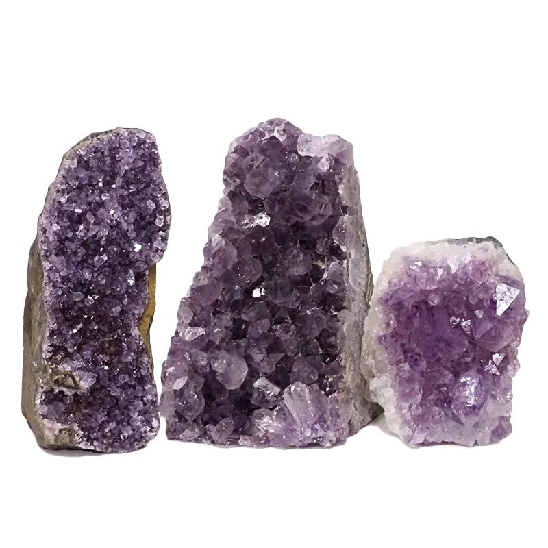 2.15kg Amethyst Crystal Geode Specimen Set 3 Pieces DN1149 3 Amethyst Crystal Geode Specimen Set 3 Pieces DN1149 | Himalayan Salt Factory