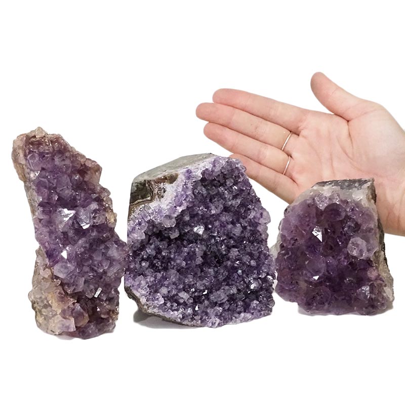 2.20kg Amethyst Crystal Geode Specimen Set 3 Pieces DN1152 4 Amethyst Crystal Geode Specimen Set 3 Pieces DN1152 | Himalayan Salt Factory