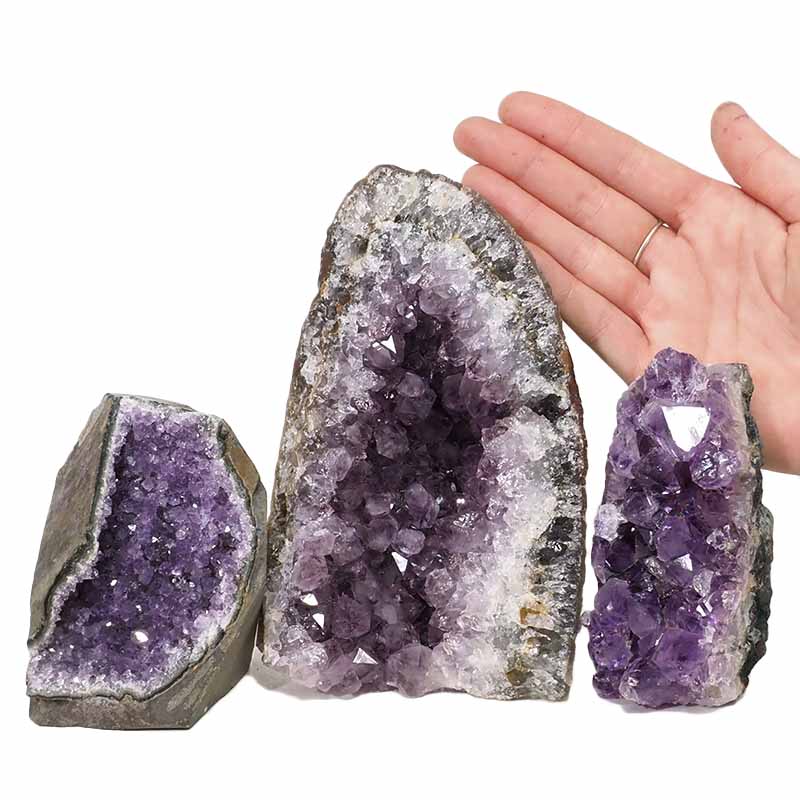 2.15kg Amethyst Crystal Geode Specimen Set 3 Pieces DN1175 4 Amethyst Crystal Geode Specimen Set 3 Pieces DN1175 | Himalayan Salt Factory