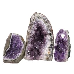 Amethyst Crystal Geode Specimen Set 3 Pieces DN1175 | Himalayan Salt Factory