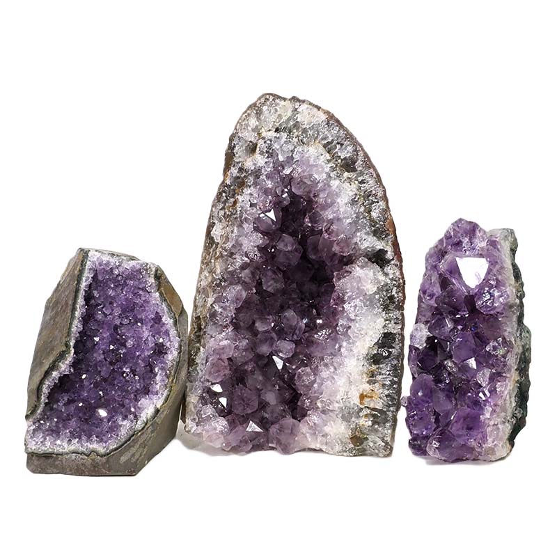 2.15kg Amethyst Crystal Geode Specimen Set 3 Pieces DN1175 3 Amethyst Crystal Geode Specimen Set 3 Pieces DN1175 | Himalayan Salt Factory