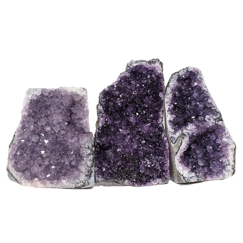 2.15kg Amethyst Crystal Geode Specimen Set 3 Pieces DN1178 3 Amethyst Crystal Geode Specimen Set 3 Pieces DN1178 | Himalayan Salt Factory