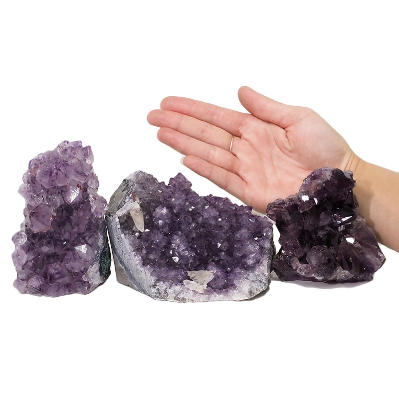 2.10kg Amethyst Crystal Geode Specimen Set 3 Pieces DN1181 4 Amethyst Crystal Geode Specimen Set 3 Pieces DN1181 | Himalayan Salt Factory