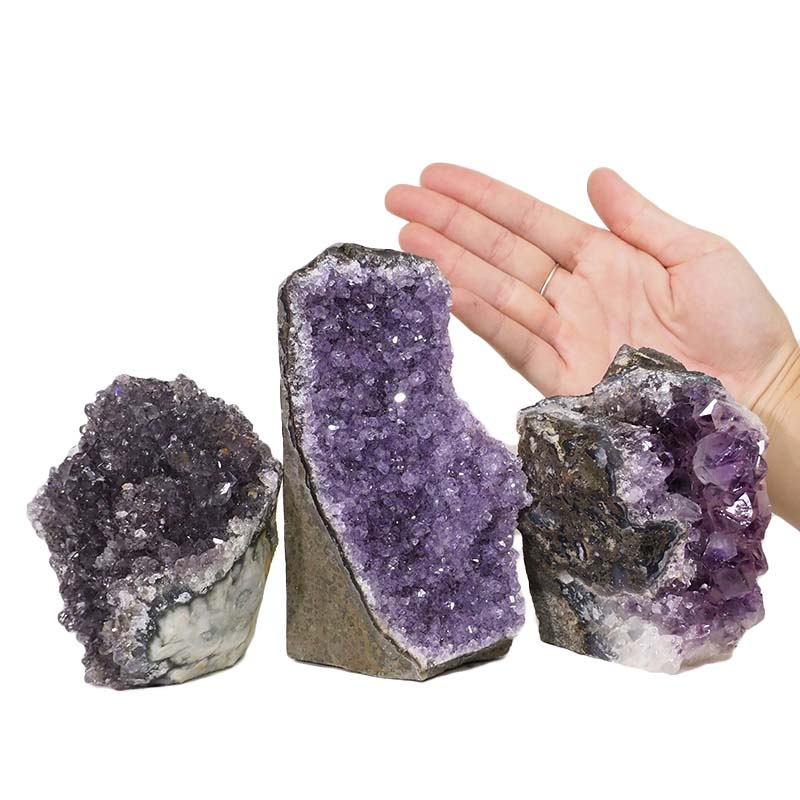 2.11kg Amethyst Crystal Geode Specimen Set 3 Pieces DN1184 4 Amethyst Crystal Geode Specimen Set 3 Pieces DN1184 | Himalayan Salt Factory