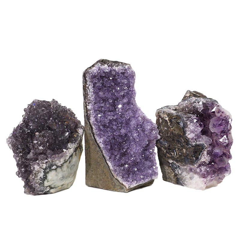 2.11kg Amethyst Crystal Geode Specimen Set 3 Pieces DN1184 3 Amethyst Crystal Geode Specimen Set 3 Pieces DN1184 | Himalayan Salt Factory