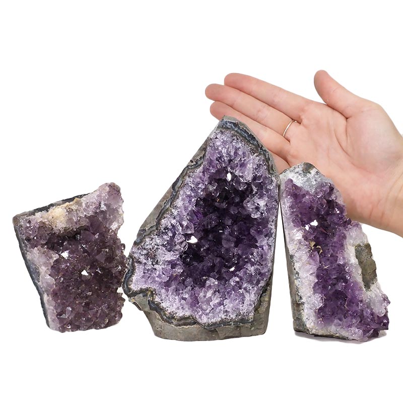 2.07kg Amethyst Crystal Geode Specimen Set 3 Pieces DN1186 4 Amethyst Crystal Geode Specimen Set 3 Pieces DN1186| Himalayan Salt Factory