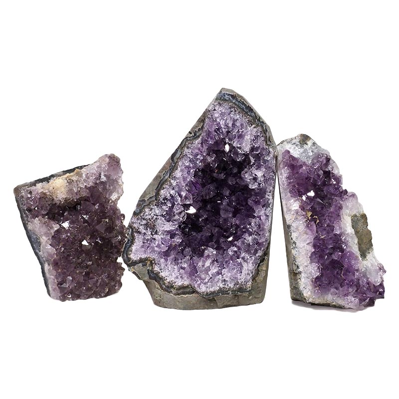 2.07kg Amethyst Crystal Geode Specimen Set 3 Pieces DN1186 3 Amethyst Crystal Geode Specimen Set 3 Pieces DN1186| Himalayan Salt Factory