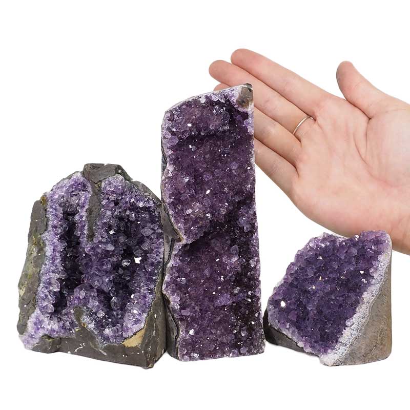 2.11kg Amethyst Crystal Geode Specimen Set 3 Pieces DN1188 4 Amethyst Crystal Geode Specimen Set 3 Pieces DN1188 | Himalayan Salt Factory