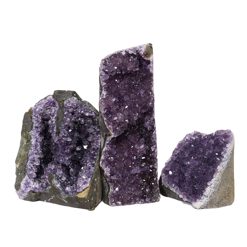 2.11kg Amethyst Crystal Geode Specimen Set 3 Pieces DN1188 3 Amethyst Crystal Geode Specimen Set 3 Pieces DN1188 | Himalayan Salt Factory