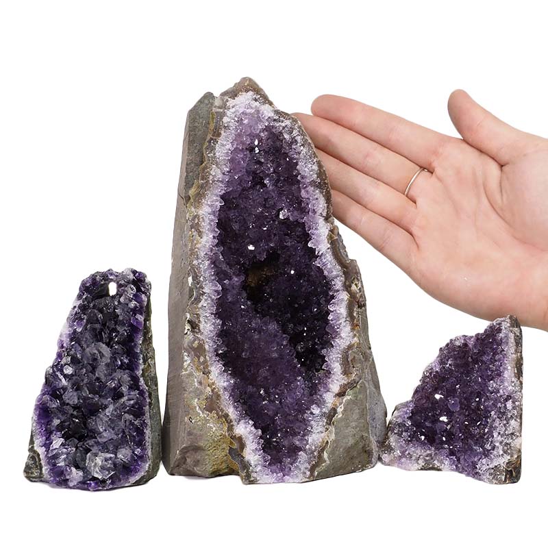 2.13kg Amethyst Crystal Geode Specimen Set 3 Pieces DN1189 4 Amethyst Crystal Geode Specimen Set 3 Pieces DN1189 | Himalayan Salt Factory