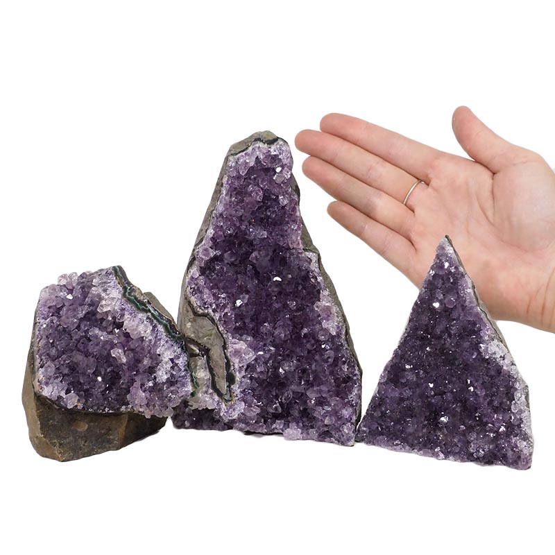 2.06kg Amethyst Crystal Geode Specimen Set 3 Pieces DN1190 4 Amethyst Crystal Geode Specimen Set 3 Pieces DN1190 | Himalayan Salt Factory