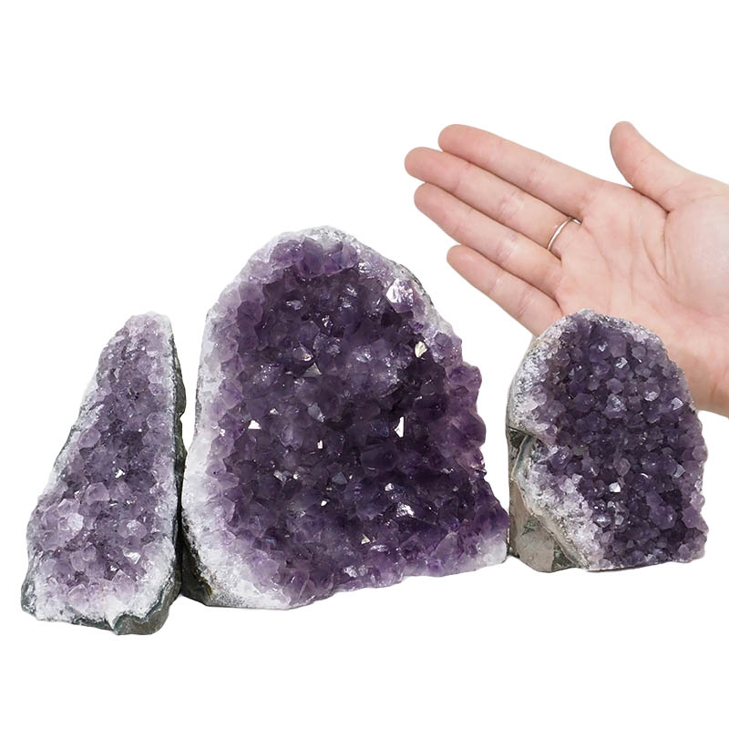 2.17kg Amethyst Crystal Geode Specimen Set 3 Pieces DN1196 4 Amethyst Crystal Geode Specimen Set 3 Pieces DN1196 | Himalayan Salt Factory