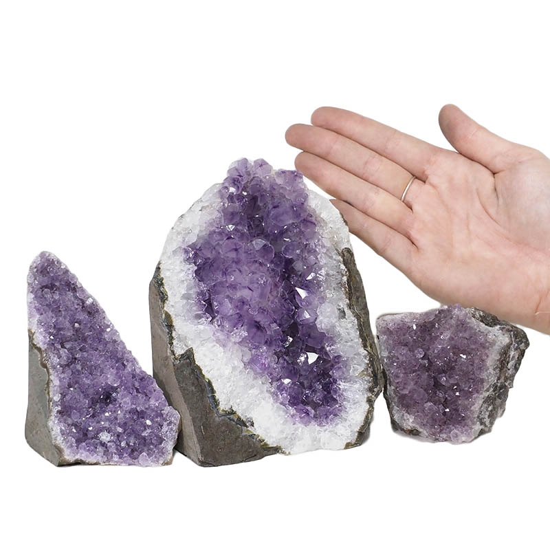 2.12kg Amethyst Crystal Geode Specimen Set 3 Pieces DN1207 4 Amethyst Crystal Geode Specimen Set 3 Pieces DN1207 | Himalayan Salt Factory