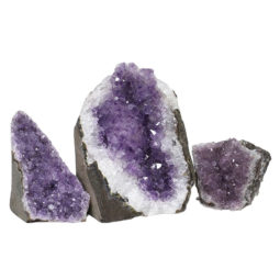 Amethyst Crystal Geode Specimen Set 3 Pieces DN1207 | Himalayan Salt Factory