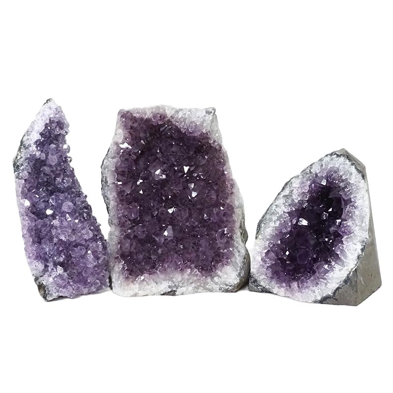 2.10kg Amethyst Crystal Geode Specimen Set 3 Pieces DN1210 3 Amethyst Crystal Geode Specimen Set 3 Pieces DN1210 | Himalayan Salt Factory