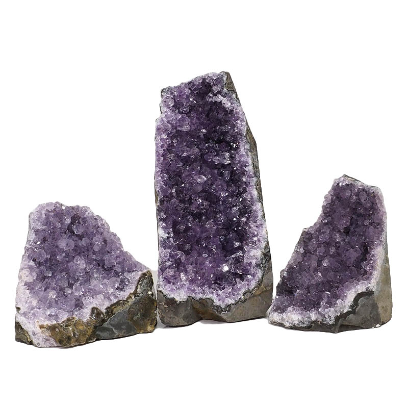 2.06kg Amethyst Crystal Geode Specimen Set 3 Pieces DN1264 3 Amethyst Crystal Geode Specimen Set 3 Pieces DN1264 | Himalayan Salt Factory