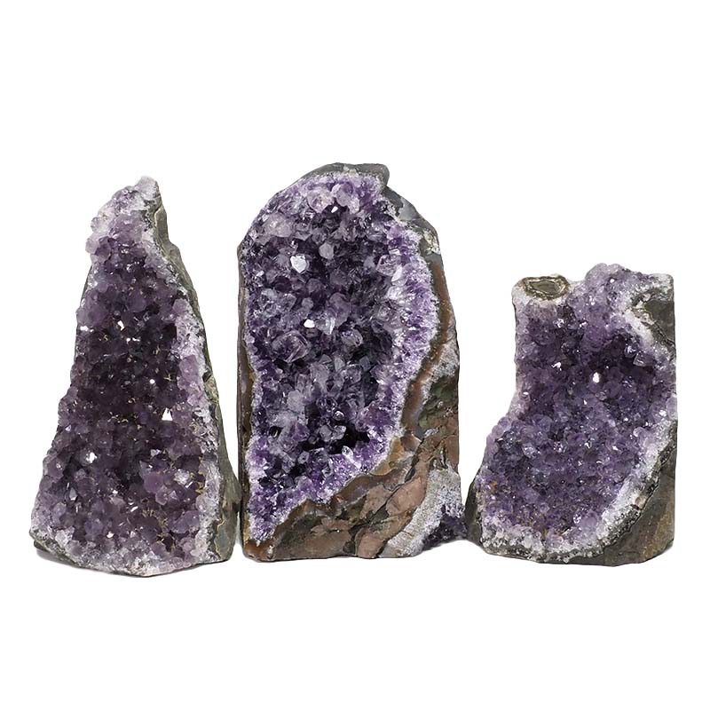 2.03kg Amethyst Crystal Geode Specimen Set 3 Pieces DN1271 3 Amethyst Crystal Geode Specimen Set 3 Pieces DN1271 | Himalayan Salt Factory