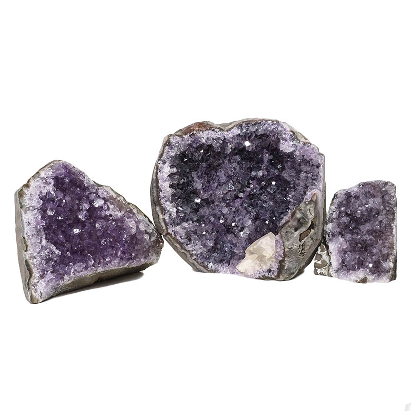 2.19kg Amethyst Crystal Geode Specimen Set 3 Pieces DN1274 3 Amethyst Crystal Geode Specimen Set 3 Pieces DN1274 | Himalayan Salt Factory