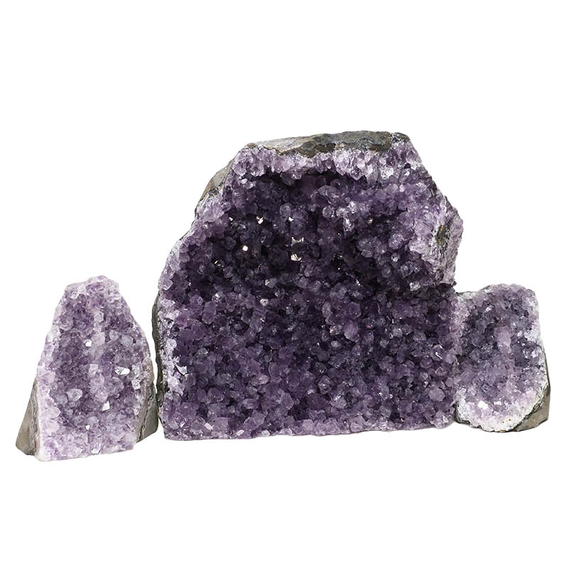 2.87kg Amethyst Crystal Geode Specimen Set 3 Pieces DN1276 3 Amethyst Crystal Geode Specimen Set 3 Pieces DN1276 | Himalayan Salt Factory