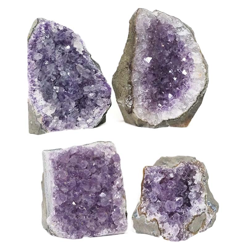 2.04kg Amethyst Crystal Geode Specimen Set 4 Pieces DS1588 3 Amethyst Crystal Geode Specimen Set 4 Pieces DS1588 | Himalayan Salt Factory