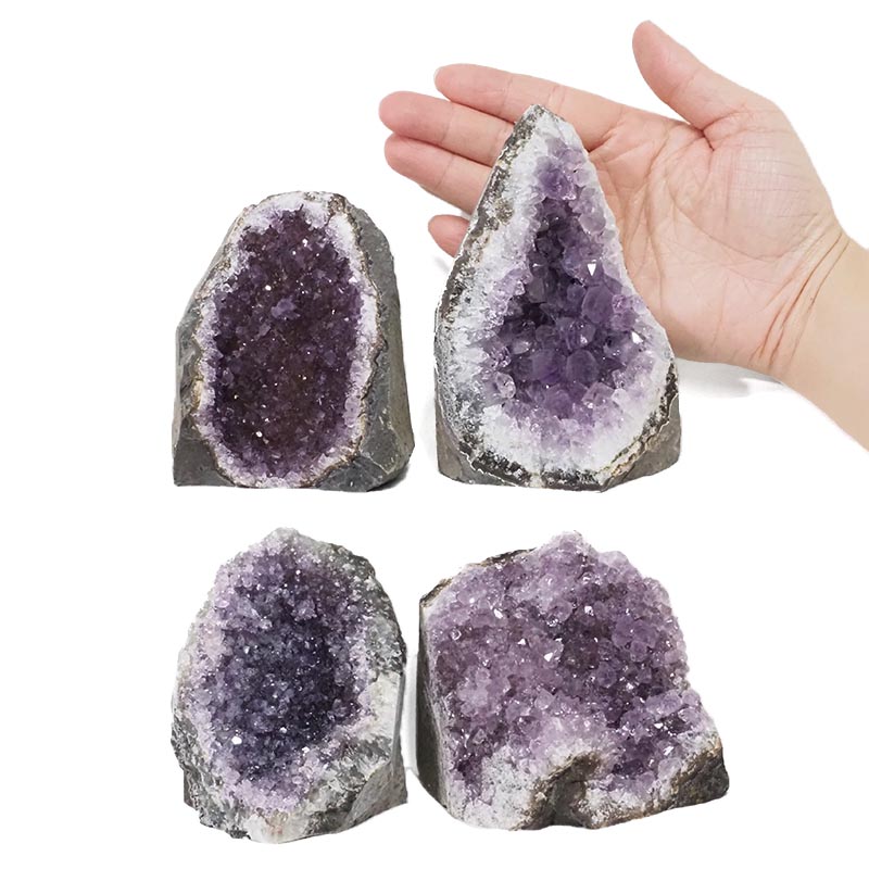 2.05kg Amethyst Crystal Geode Specimen Set 4 Pieces DS1589 4 Amethyst Crystal Geode Specimen Set 4 Pieces DS1589 | Himalayan Salt Factory