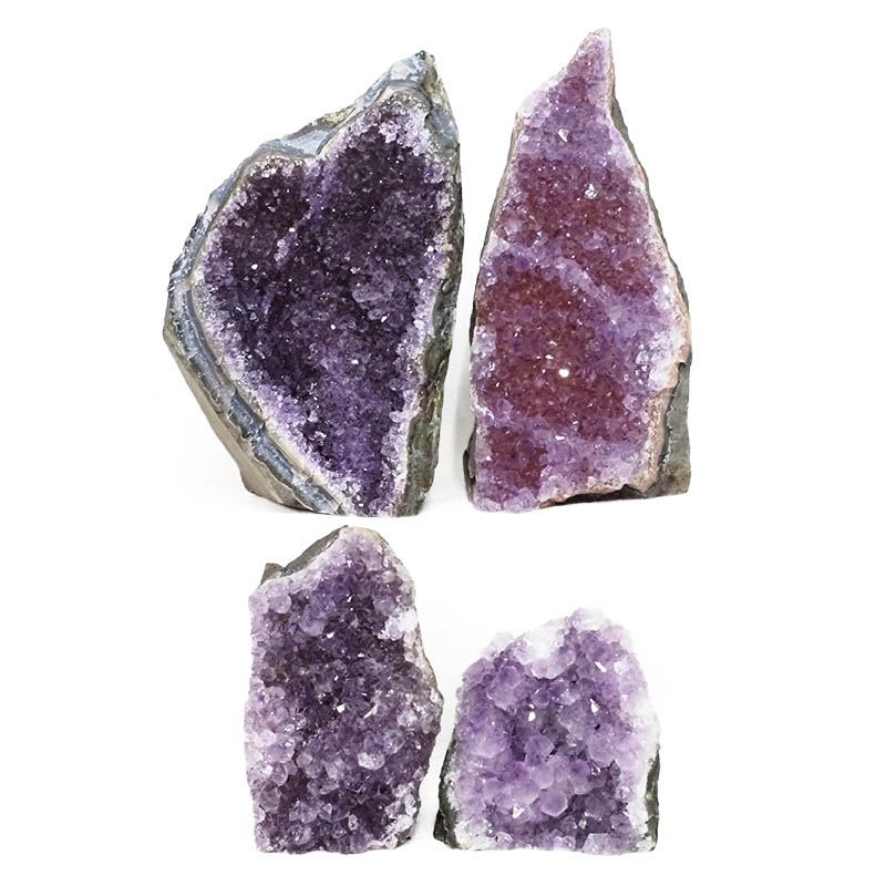 2.02kg Amethyst Crystal Geode Specimen Set 4 Pieces DS1595 3 Amethyst Crystal Geode Specimen Set 4 Pieces DS1595 | Himalayan Salt Factory