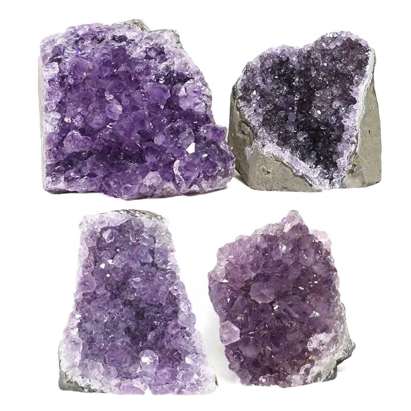 2.02kg Amethyst Crystal Geode Specimen Set 4 Pieces DS1599 3 Amethyst Crystal Geode Specimen Set 4 Pieces DS1599 | Himalayan Salt Factory