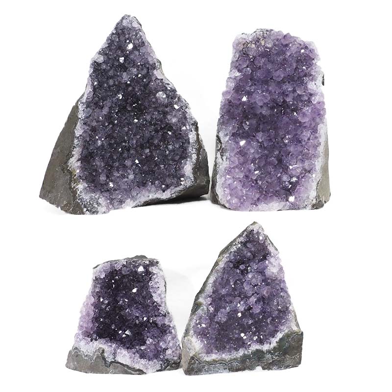 2.06kg Amethyst Crystal Geode Specimen Set 4 Pieces DS1602 3 Amethyst Crystal Geode Specimen Set 4 Pieces DS1602 | Himalayan Salt Factory