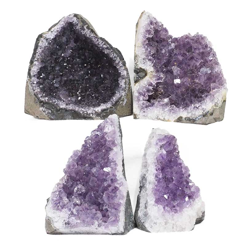 2.03kg Amethyst Crystal Geode Specimen Set 4 Pieces DS1603 3 Amethyst Crystal Geode Specimen Set 4 Pieces DS1603 | Himalayan Salt Factory