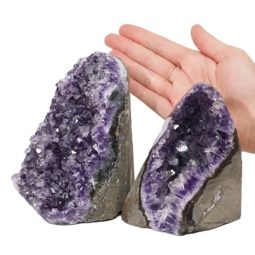 Amethyst Polished Crystal Geode Specimen Set 2 Pieces DN1221 | Himalayan Salt Factory