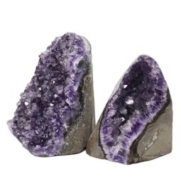 Amethyst Polished Crystal Geode Specimen Set 2 Pieces DN1221 | Himalayan Salt Factory