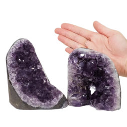 Amethyst Polished Crystal Geode Specimen Set 2 Pieces DN1222 | Himalayan Salt Factory