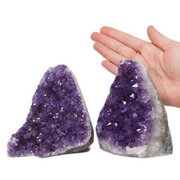 Amethyst Polished Crystal Geode Specimen Set 2 Pieces DN1223 | Himalayan Salt Factory