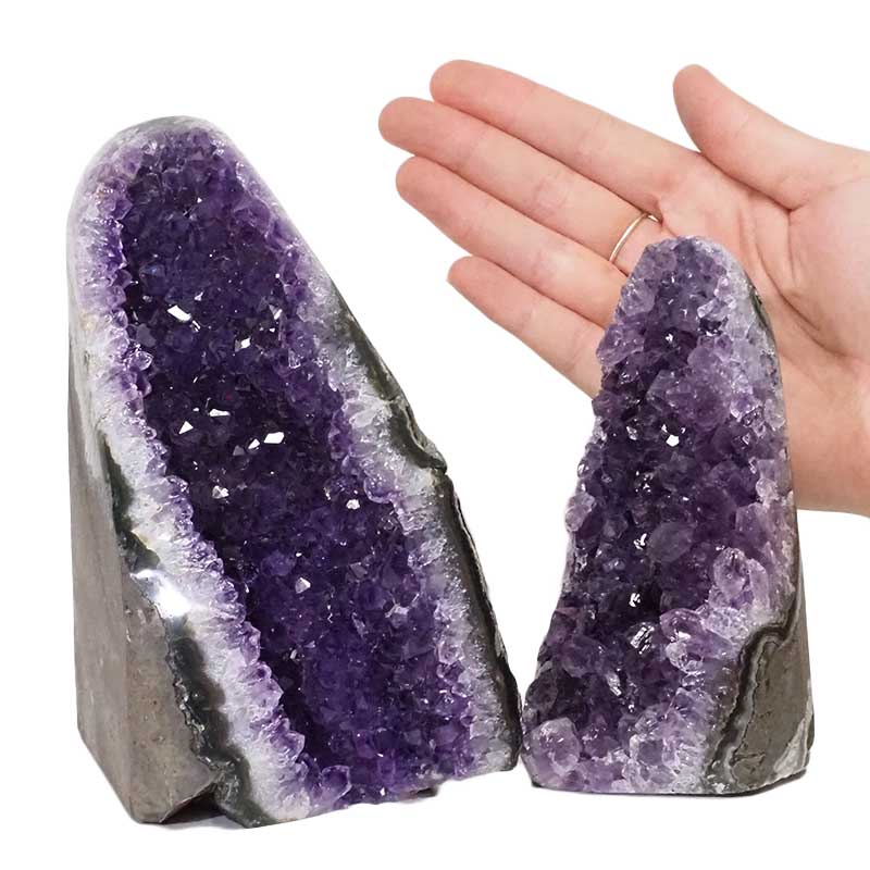 1.96kg Amethyst Polished Crystal Geode Specimen Set 2 Pieces DN1227 4 Amethyst Polished Crystal Geode Specimen Set 2 Pieces DN1227 | Himalayan Salt Factory