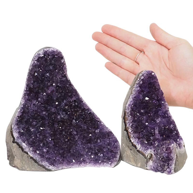 2.02kg Amethyst Polished Crystal Geode Specimen Set 2 Pieces DN1229 4 Amethyst Polished Crystal Geode Specimen Set 2 Pieces DN1229 | Himalayan Salt Factory